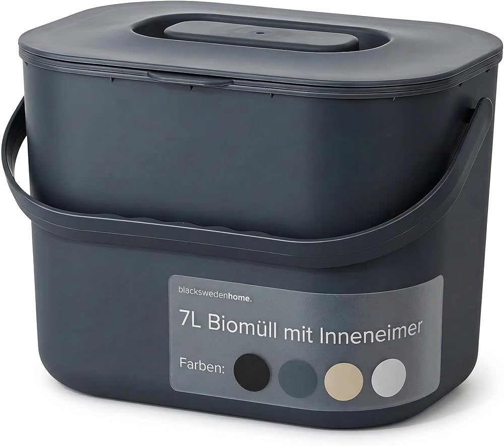Cubo de compostaje de cocina gris con tapa