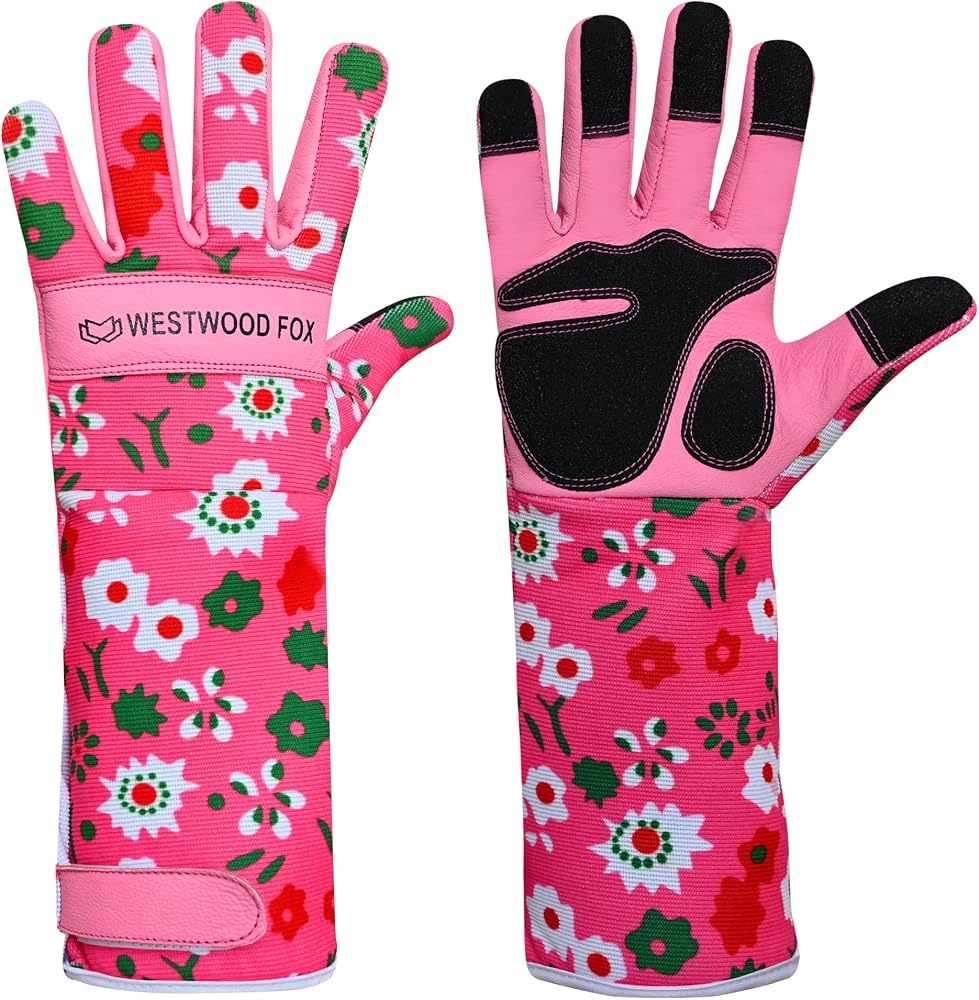 Guantes de cuero de jardinería con mangas largas
